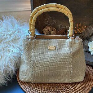 Relic Bamboo Handled Canvas Satchel Purse - Spring, Summer, Tropical Boho Chic
